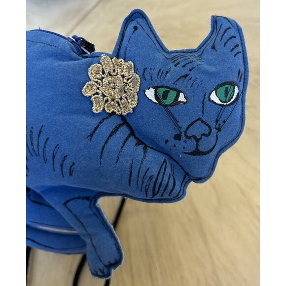 VTG Andy Warhol Blue Cat Pop Art Purse Bag Artsy 80s Retro Hipster Kitty Y2K 00s - Picture 2 of 16